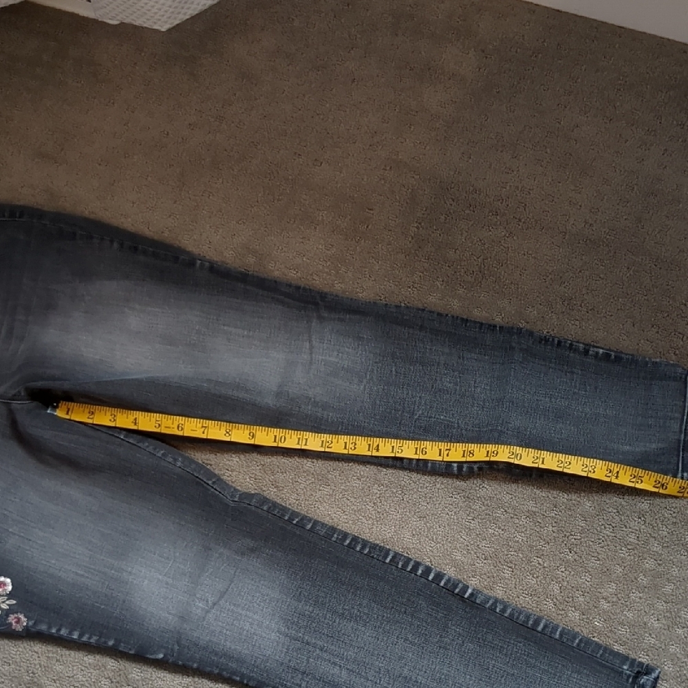 Floral Embroidered/Sequin Gray Jeans - Picture 11 of 11
